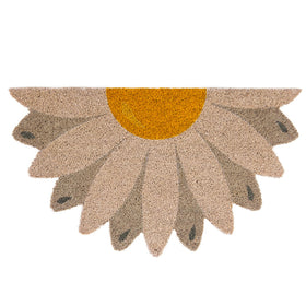 Fisura Daisy doormat hand-painted floral design welcomes guests at the outdoor entrance.