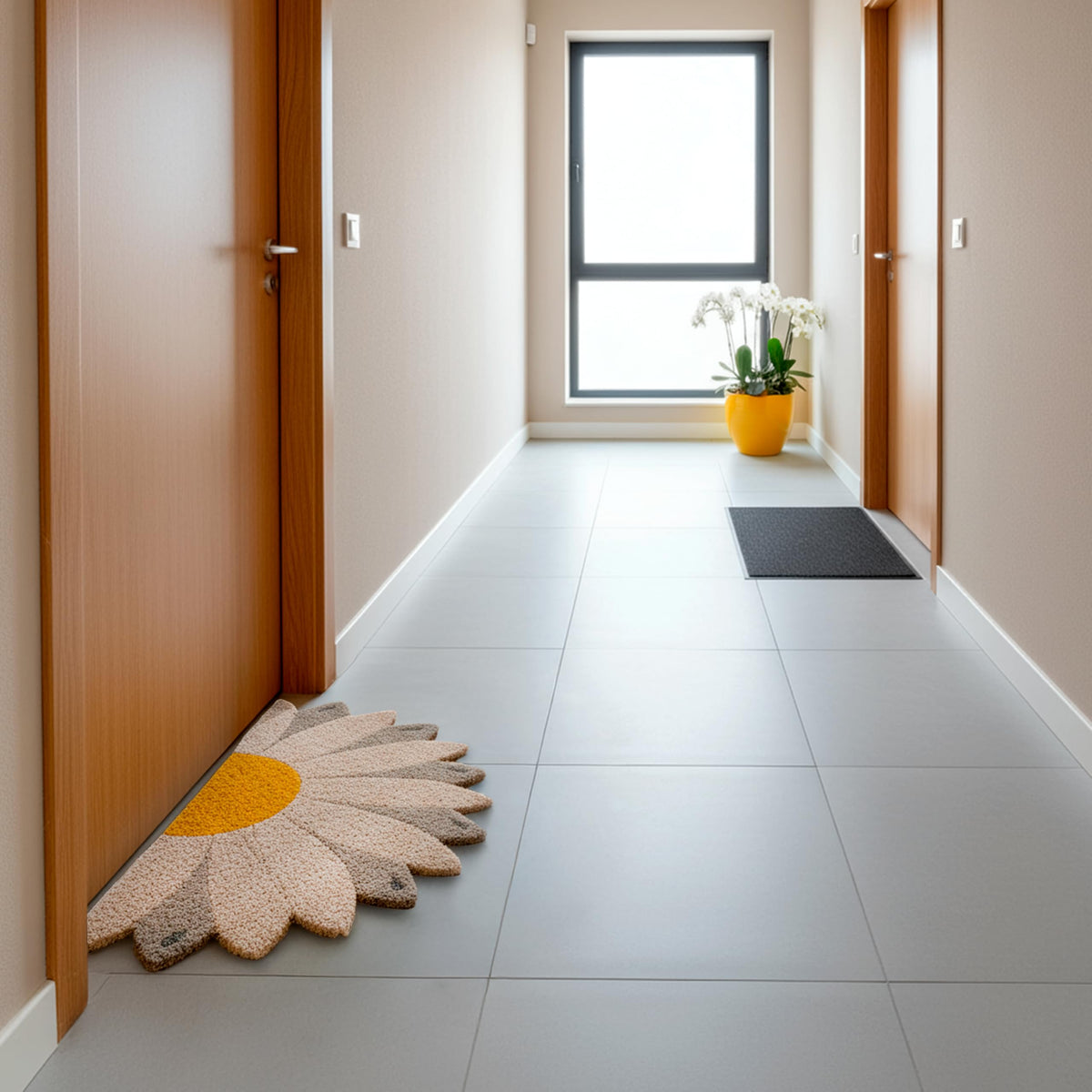 Non-slip PVC base keeps the doormat in place on damp sidewalks.