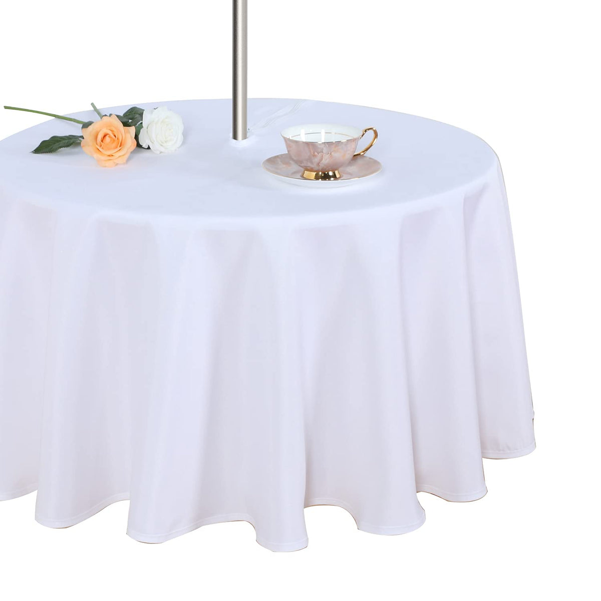 Fitable table cover with umbrella hole protecting outdoor furniture