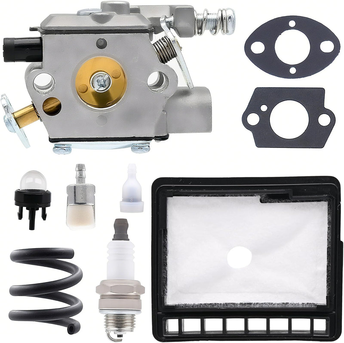 FitBest carburetor kit for Echo CS300 with gaskets and fuel line for easy DIY maintenance