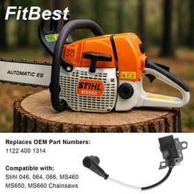 FitBest ignition coil for Stihl064 detailed view highlights broad model compatibility for DIY maintenance.