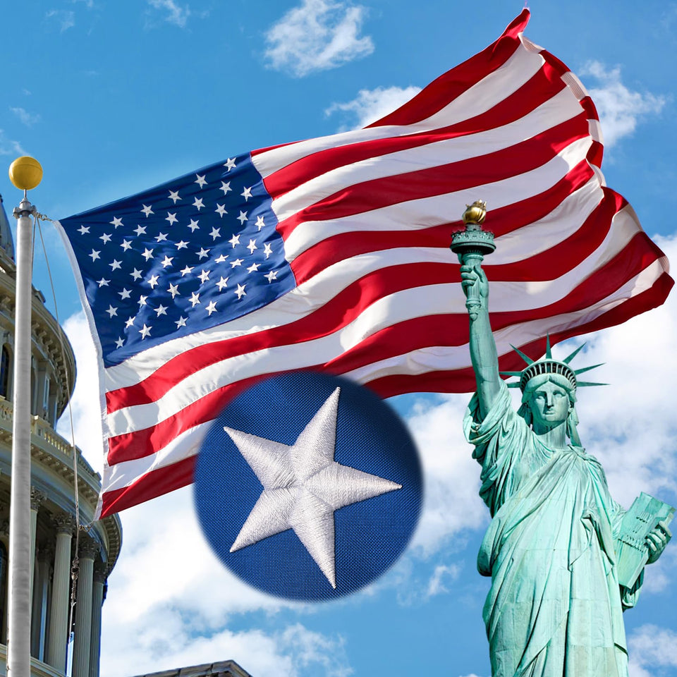 FITEAN 4x6 outdoor American flag displayed outdoors with durable construction
