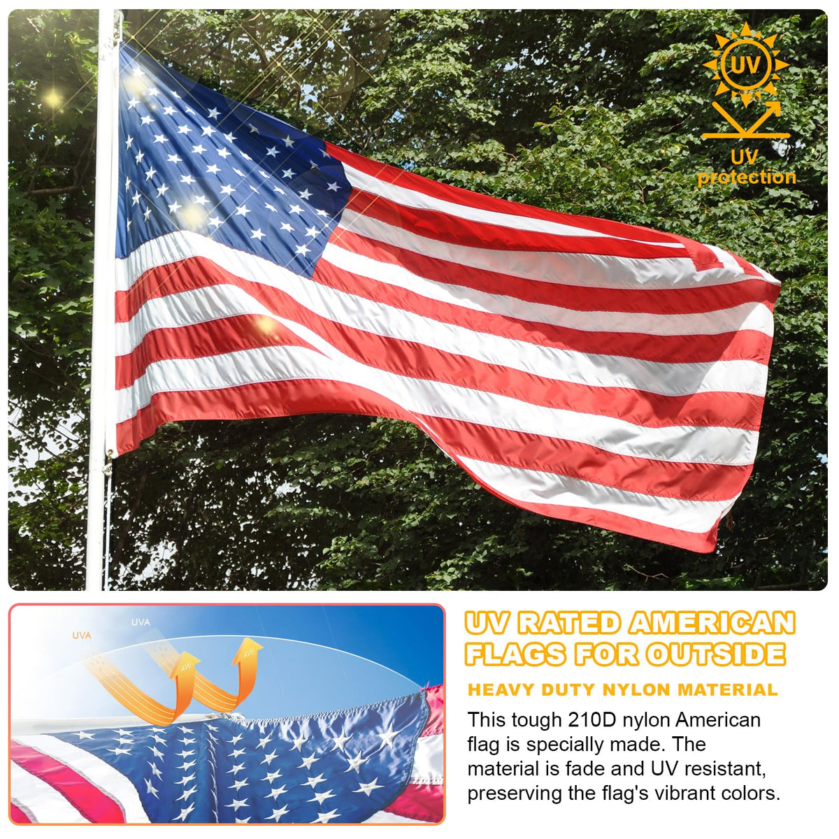 FITEAN high wind resistant flag showcases bright dyeing for all weather.