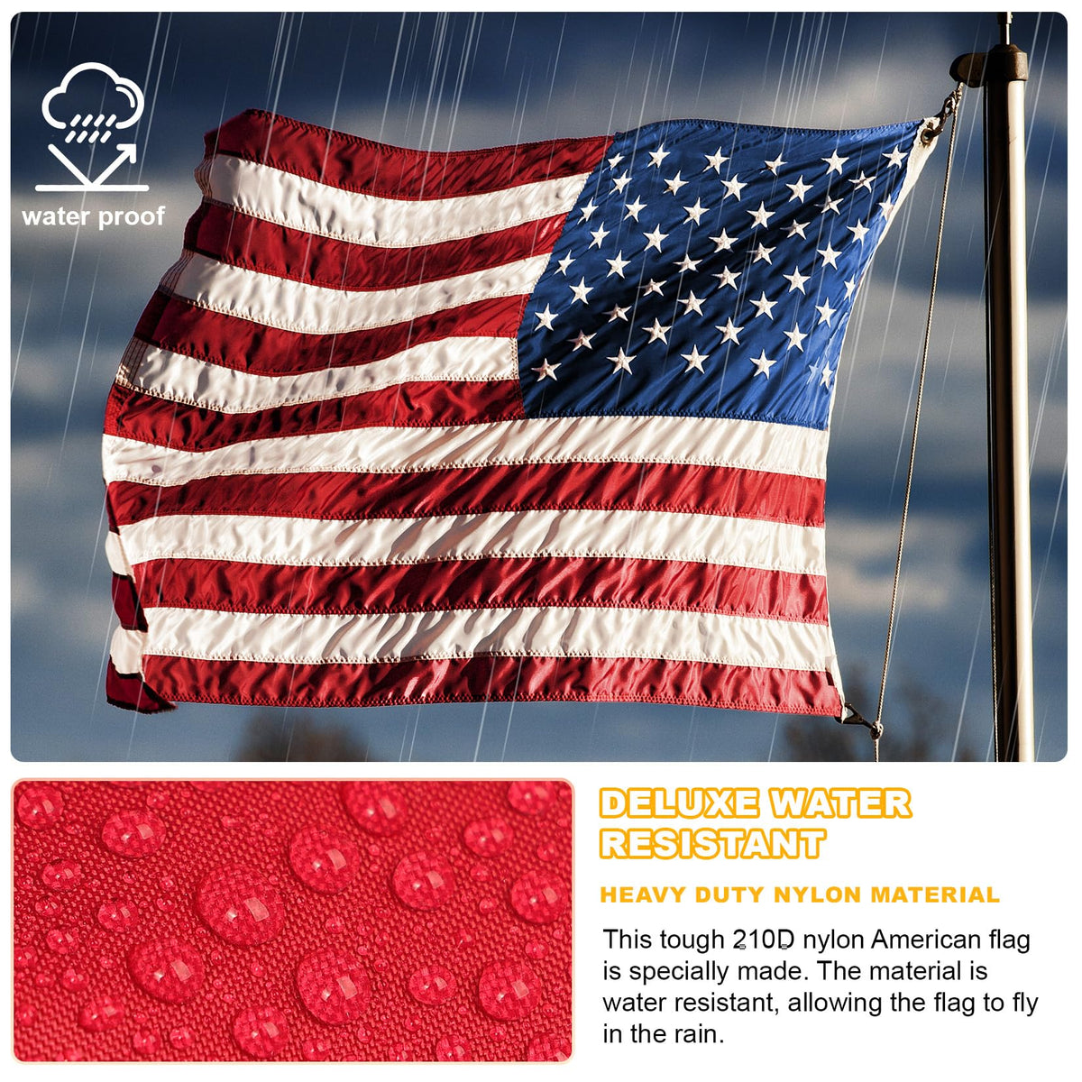 FITEAN rust-free grommets enable easy hanging on standard poles.