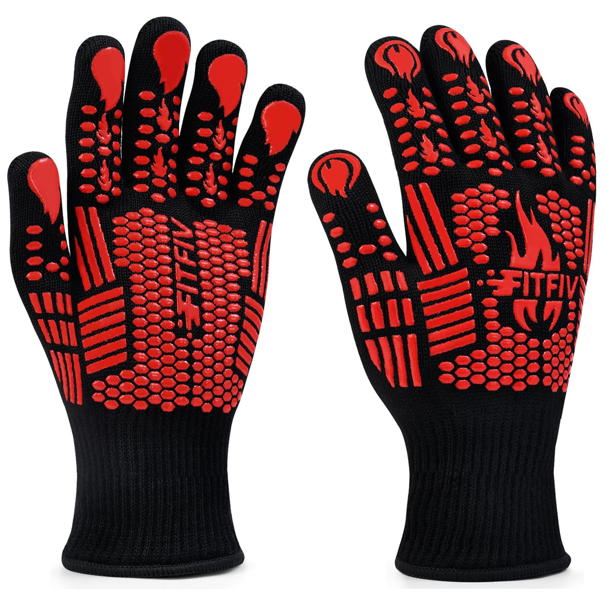 FITFIV BBQ gloves provide heat resistance up to 1472°F with a secure grip.