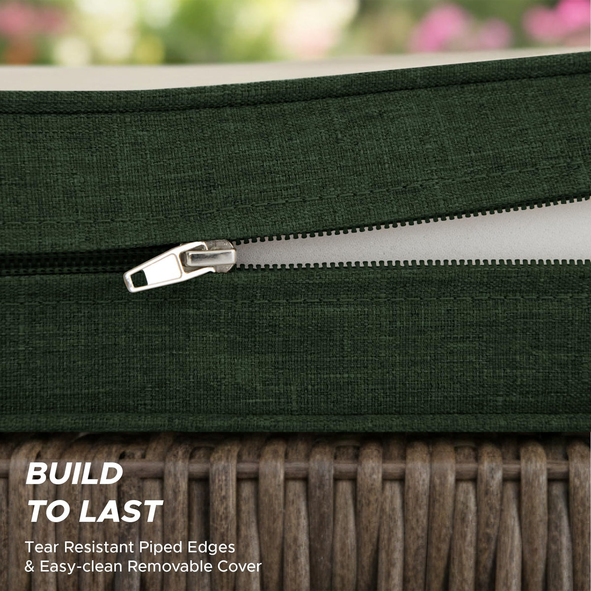 Fitfree cushion with adjustable ties secures to wicker, iron, or wood frames