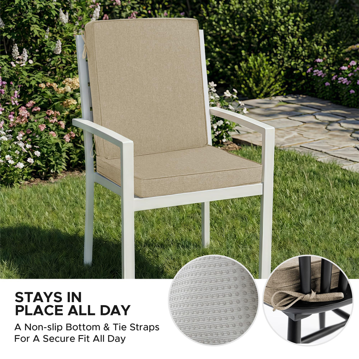 Fitfree chair cushions non-slip bottom keeps cushions in place on outdoor furniture