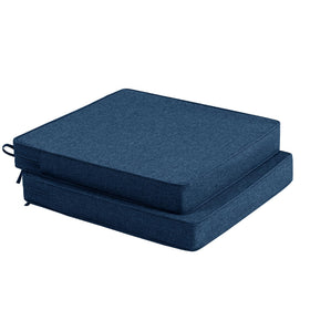 Fitfree navy 19x19 outdoor chair cushion front view with water-resistant fabric for porches