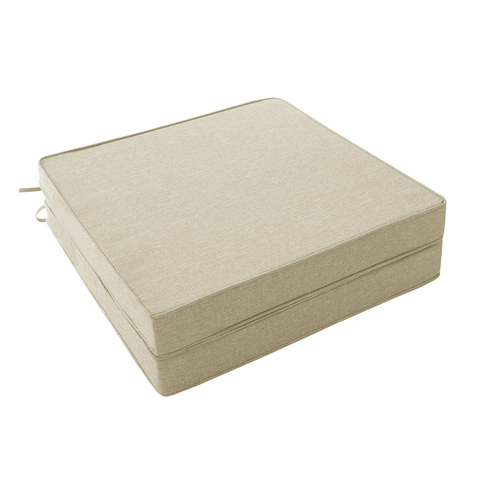 Fitfree outdoor chair cushions with water-resistant fabric on beige seat.