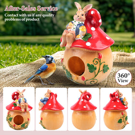 Fitraho Bird House drainage holes help interior stay dry and ventilated.