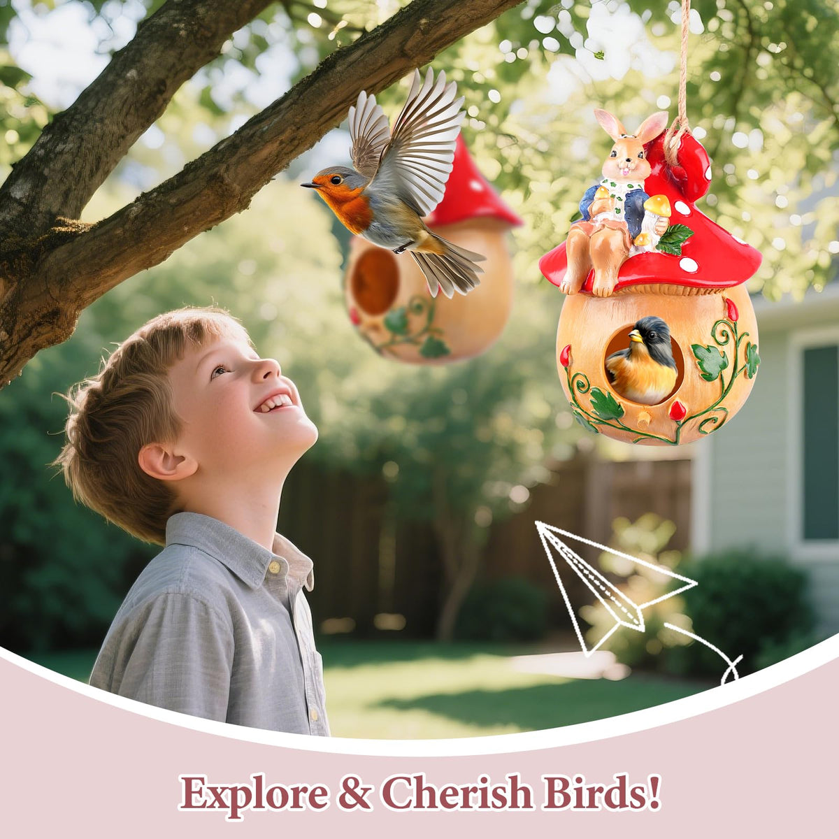 Fitraho Bird House hanging rope design enables easy outdoor mounting.