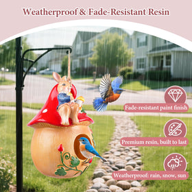 Fitraho Bird House removable bottom plug simplifies interior cleaning.