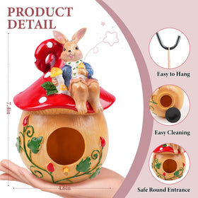 Fitraho Bird House waterproof resin provides durable outdoor shelter for small birds.