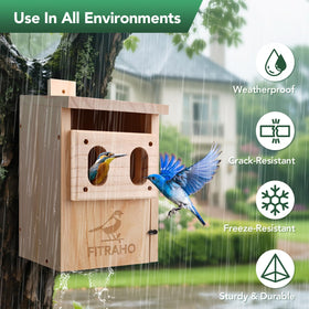 Fitraho natural wood birdhouse showcases warm garden charm