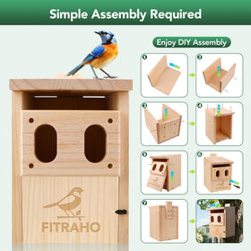 Fitraho weatherproof finish keeps the birdhouse durable through seasons