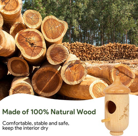 Fitraho hummingbird house outdoor design showing natural wood finish