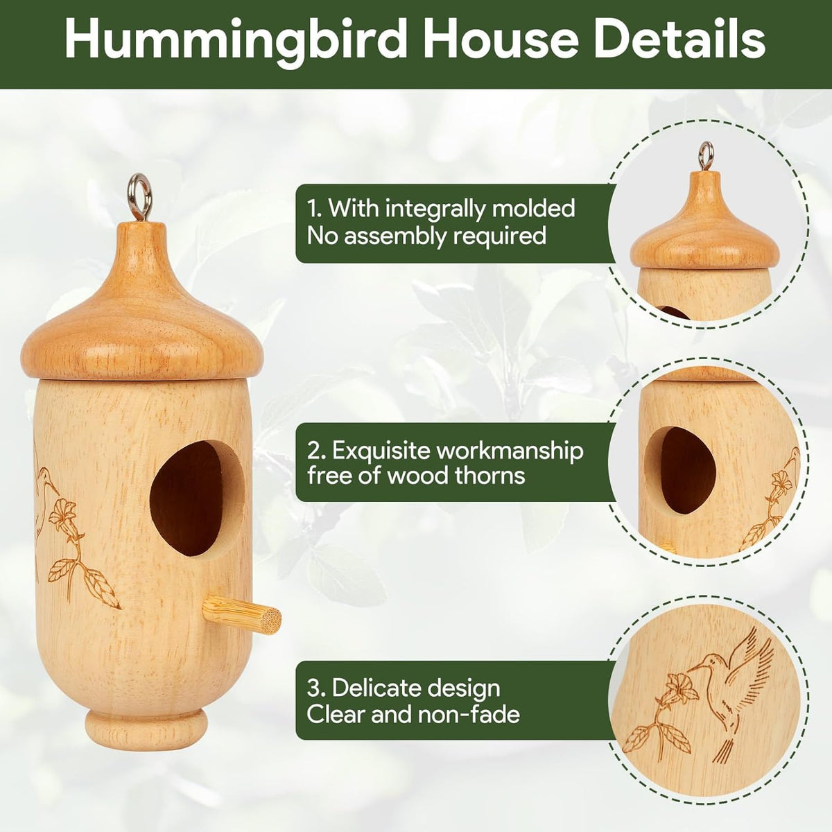 Fitraho hummingbird house crossbar perch detail for perching birds
