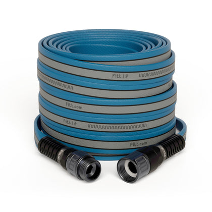 FITT HiFlo water hose 100ft flat design for easy storage and quick setup.