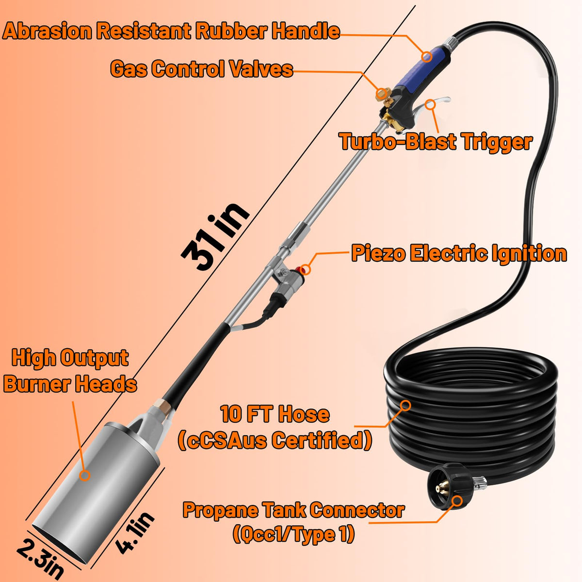 Fiulensyi weed burner with igniter design for quick, safe flame ignition.