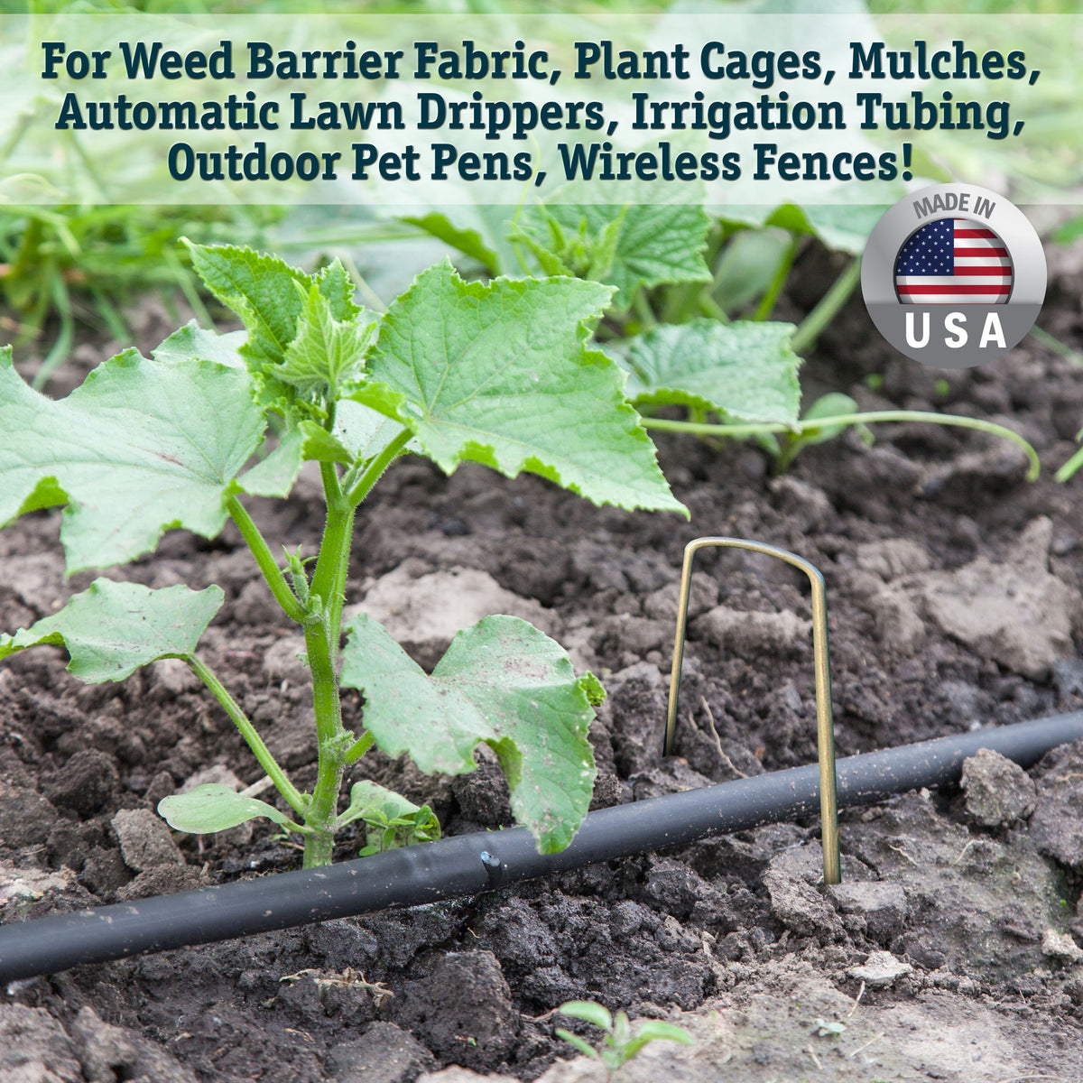 The 5 Star Collection u-shaped pins stay firmly planted in hard soils.