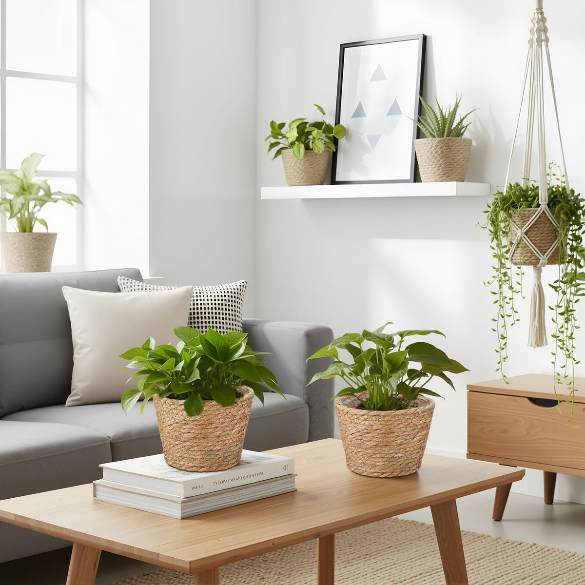 Fiwochic baskets for flowers and herbs on balcony or patio.