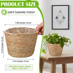 Fiwochic rattan woven planters closeup with rustic texture for boho decor.