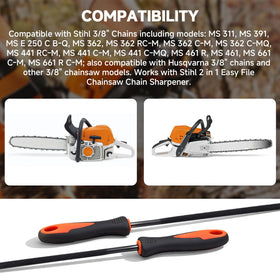 Stihl MS311 compatible file expands toolkit for yard work.