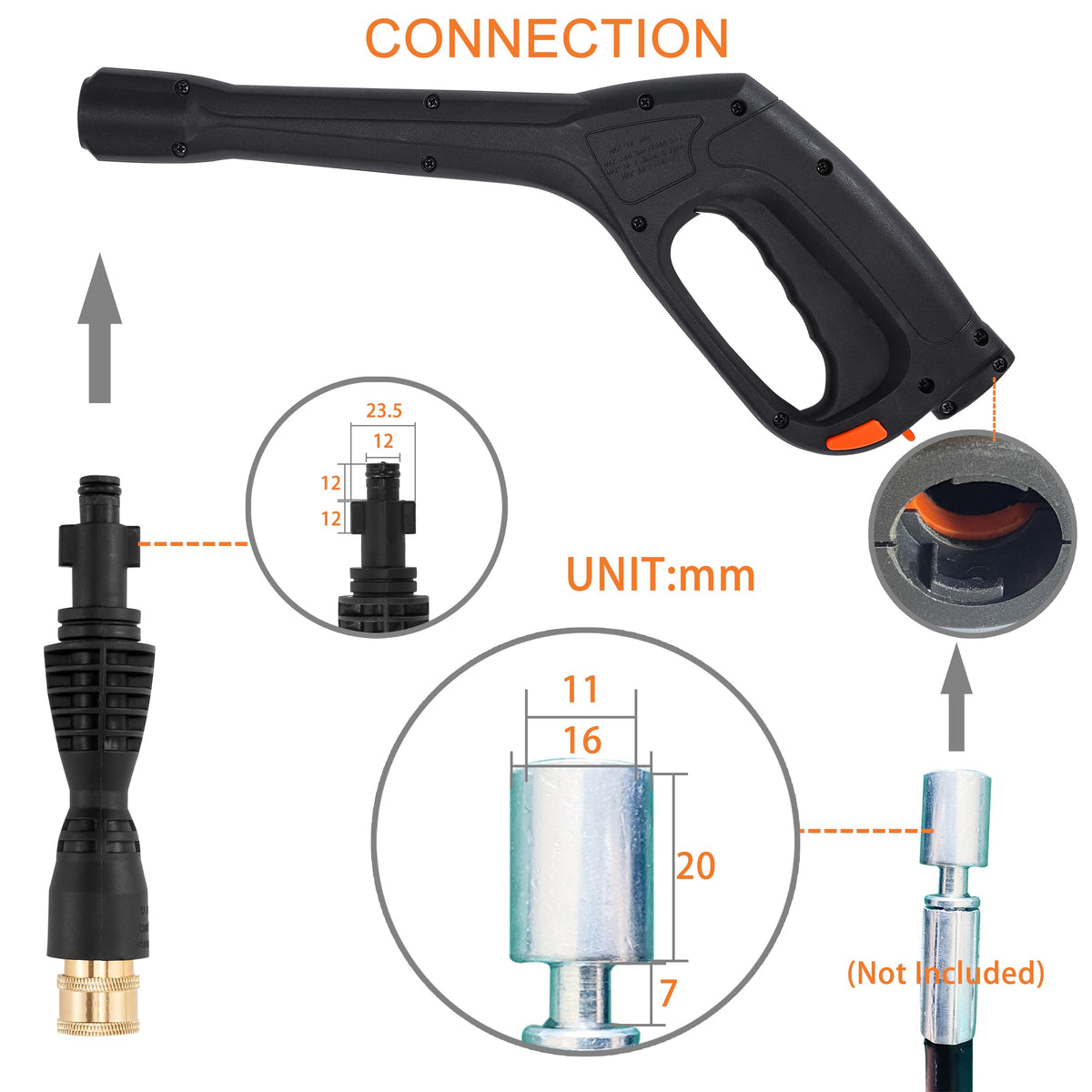 FIXFANS five-nozzle set enables varied spray angles for efficient outdoor cleaning.