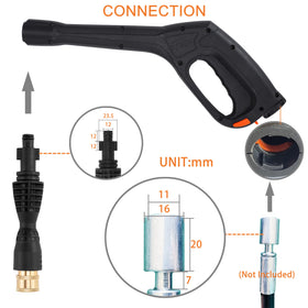 FIXFANS five-nozzle set enables varied spray angles for efficient outdoor cleaning.