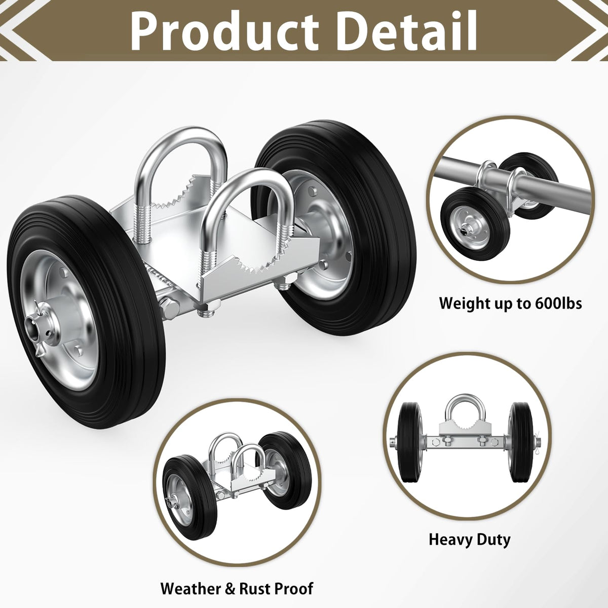 Fixirons rolling gate wheel supports heavy gates up to 600 lbs.