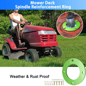 Durable steel spindle repair plate with green coating resists rust and wear