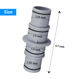 FizzCove adapter with 1-1/2-inch threads fits 1-1/4 and 1-1/2 inch hoses.
