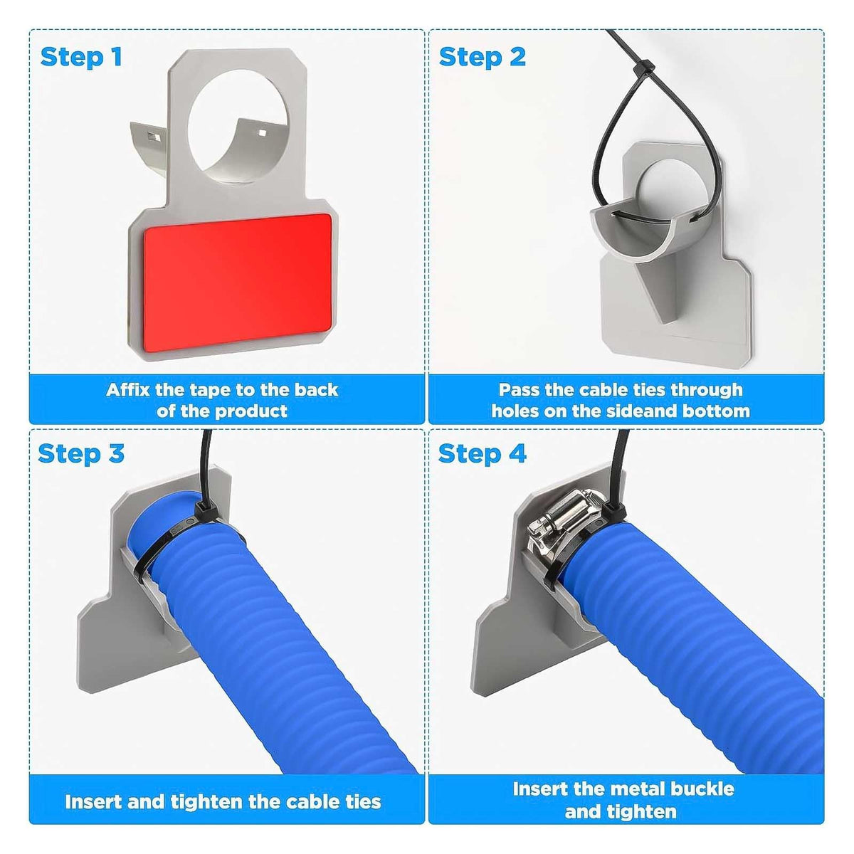 FizzCove hose holders keep hoses neatly routed along the pool edge.