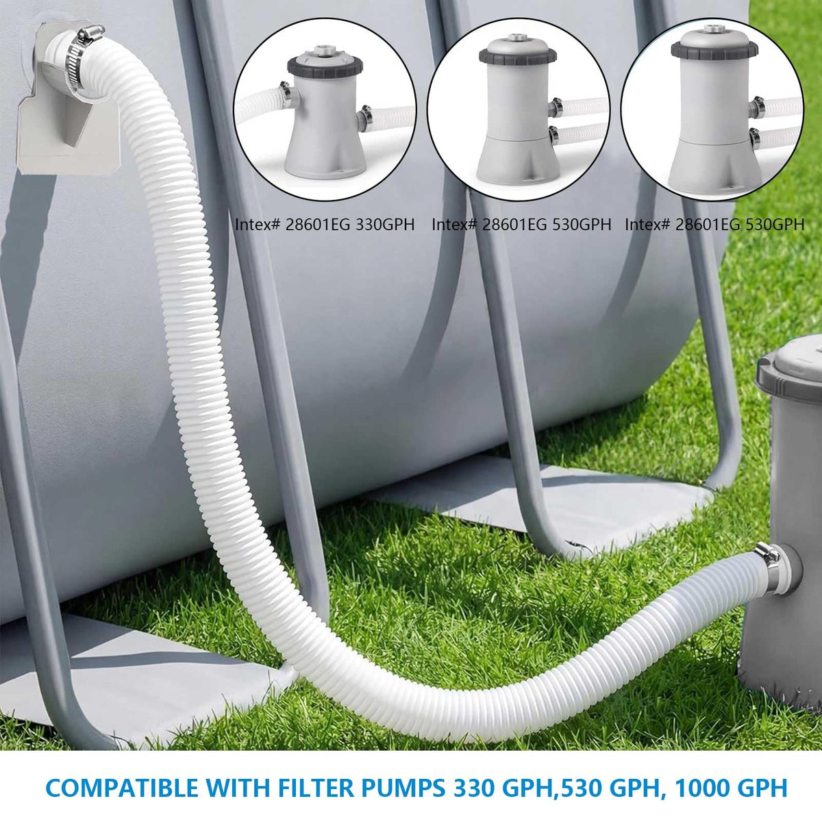 FizzCove polyethylene hose material resists leaks, wear, and sun exposure.
