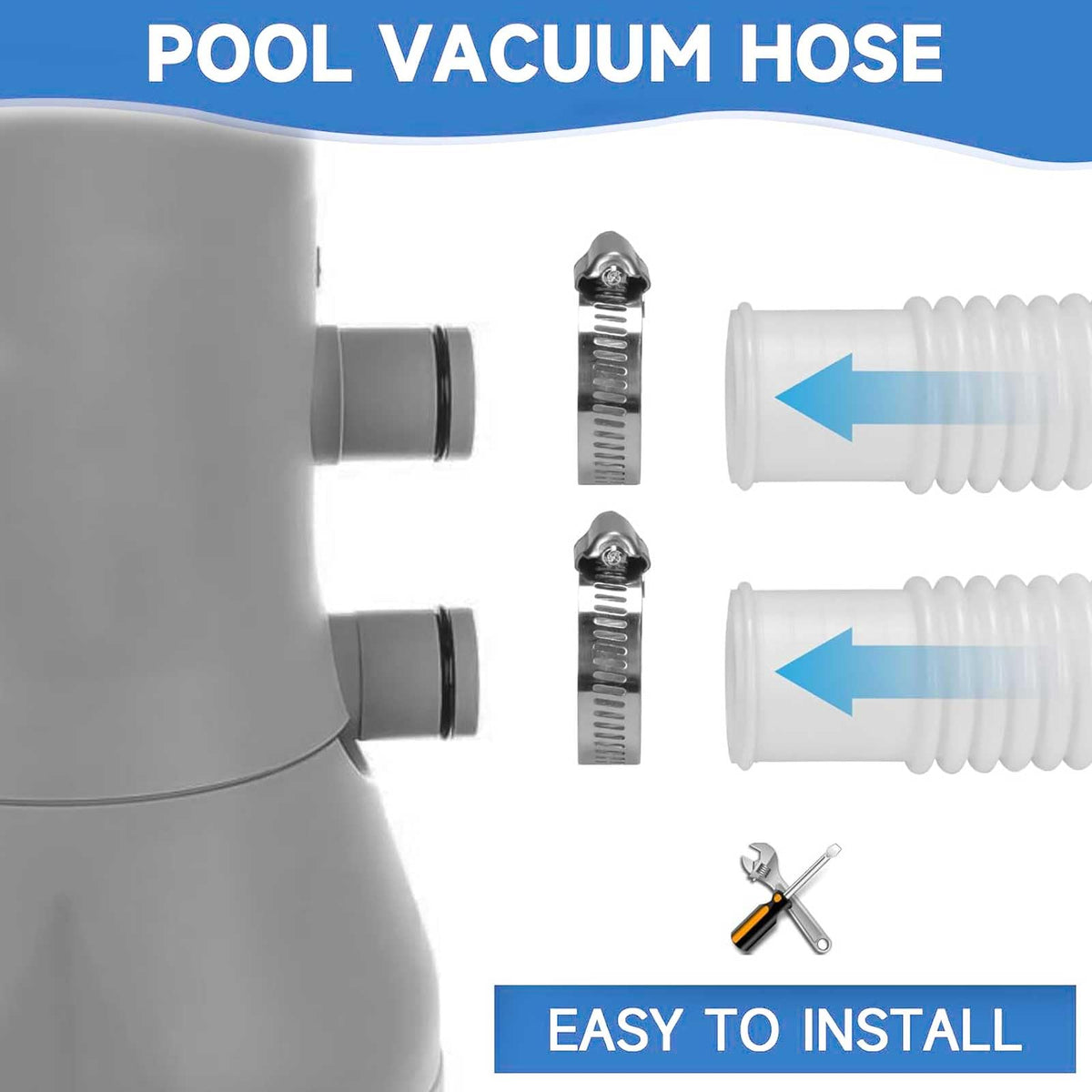 FizzCove hose rated up to 120 PSI for durable pool operation.