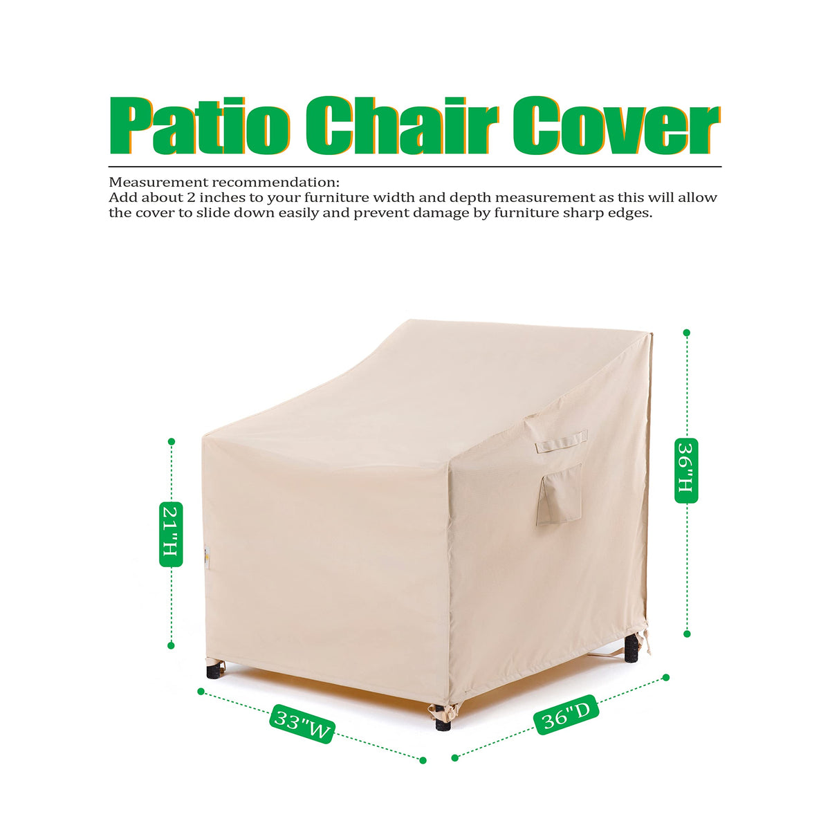 F&J Outdoors Adirondack chair cover side view demonstrates secure fit against wind