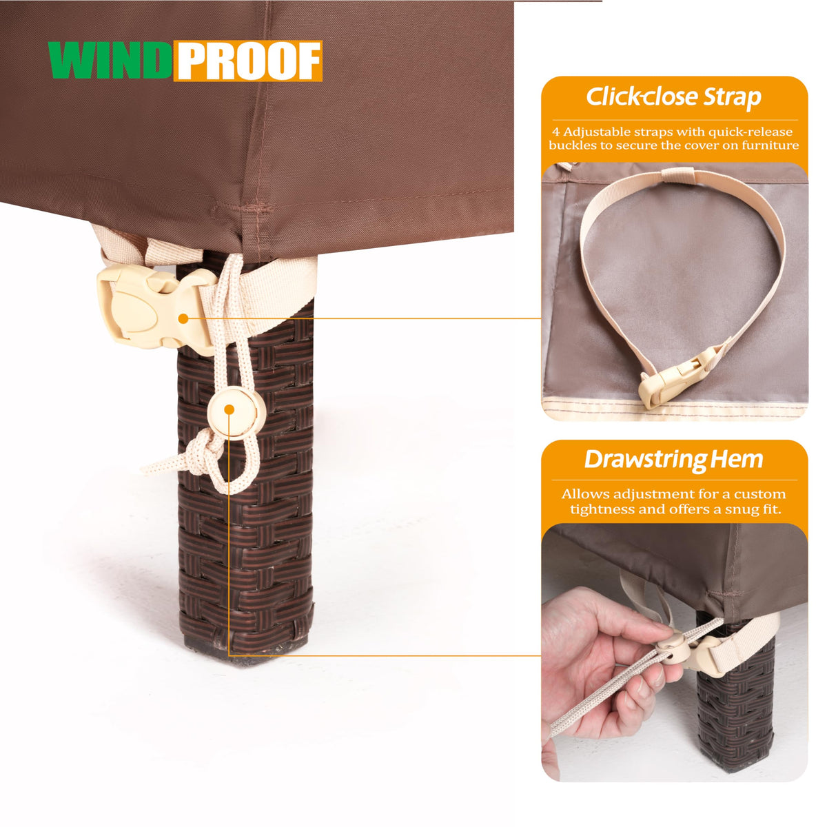 F&J Outdoors all-weather protection blocks sun and water from cushions.