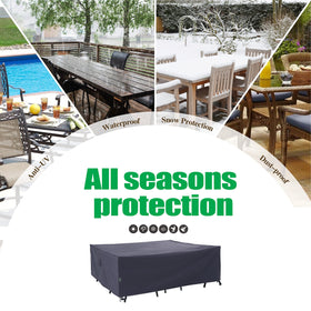 Grey fabric of the F&J Outdoors cover blends with any patio style.