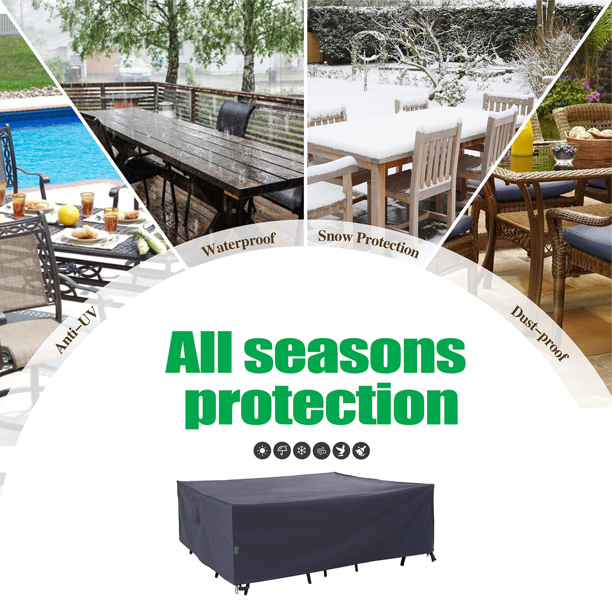 F&J Outdoors grey patio cover ideal for spring through winter use.