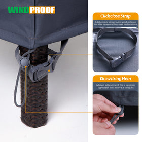 F&J Outdoors all-weather cover guards furniture through sun, snow, and pollen