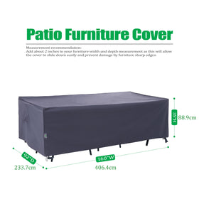 F&J Outdoors heavy-duty patio cover side view showing full enclosure for patio set