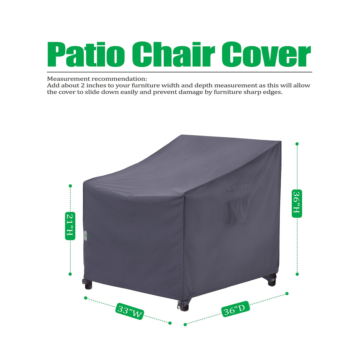 F&J Outdoors Adirondack chair cover side view highlighting secure fit and wind resistance.