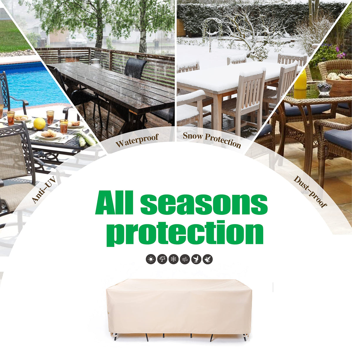 F&J Outdoors versatile-sizes accommodate chairs, tables, and grills.