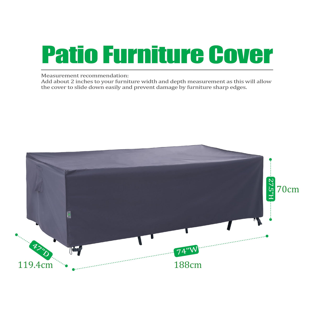 F&J Outdoors cover with sealed seams keeps moisture out for outdoor tables