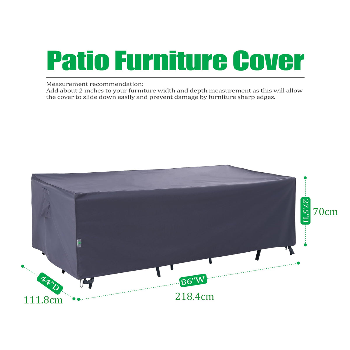F&J Outdoors UV-resistant grey cover shields furniture from sun damage.