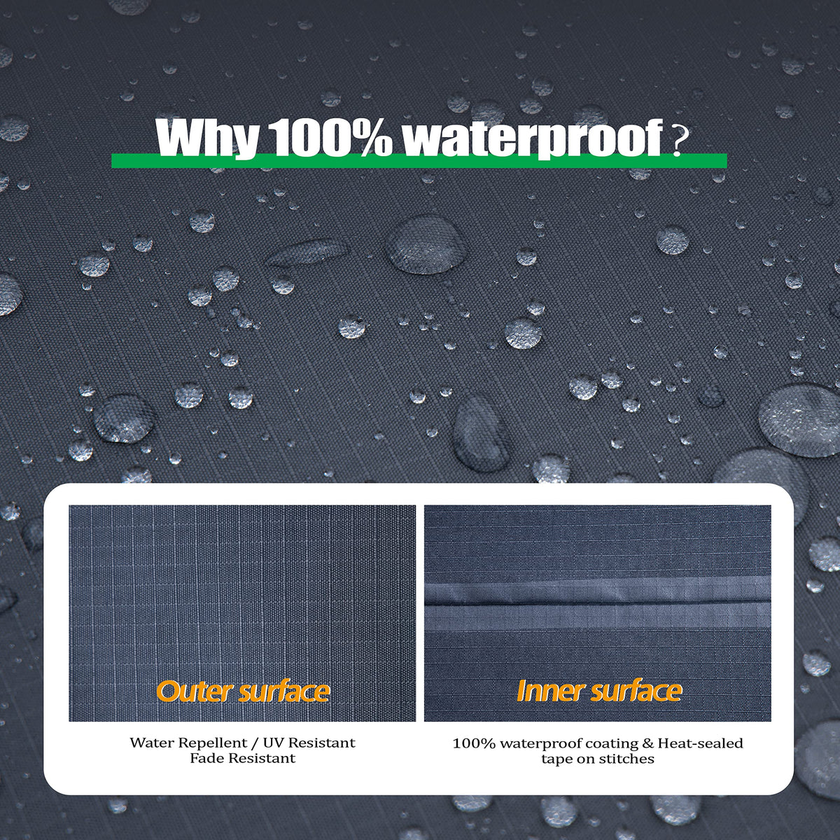Waterproof surface on F&J Outdoors fabric resisting rain