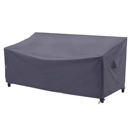 FJ Outdoors waterproof 3-seater sofa cover shields a grey sofa from rain and sun