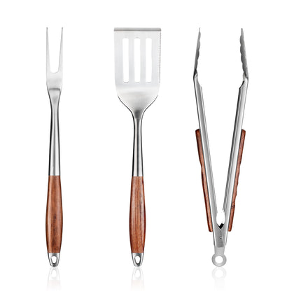 FJNATINH rosewood BBQ spatula with durable stainless steel for grilling