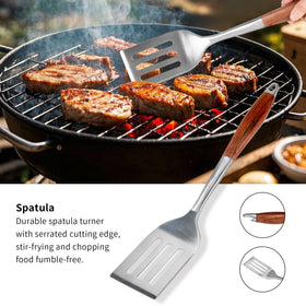 FJNATINH rosewood BBQ tongs with anti-slip grip for confident turning