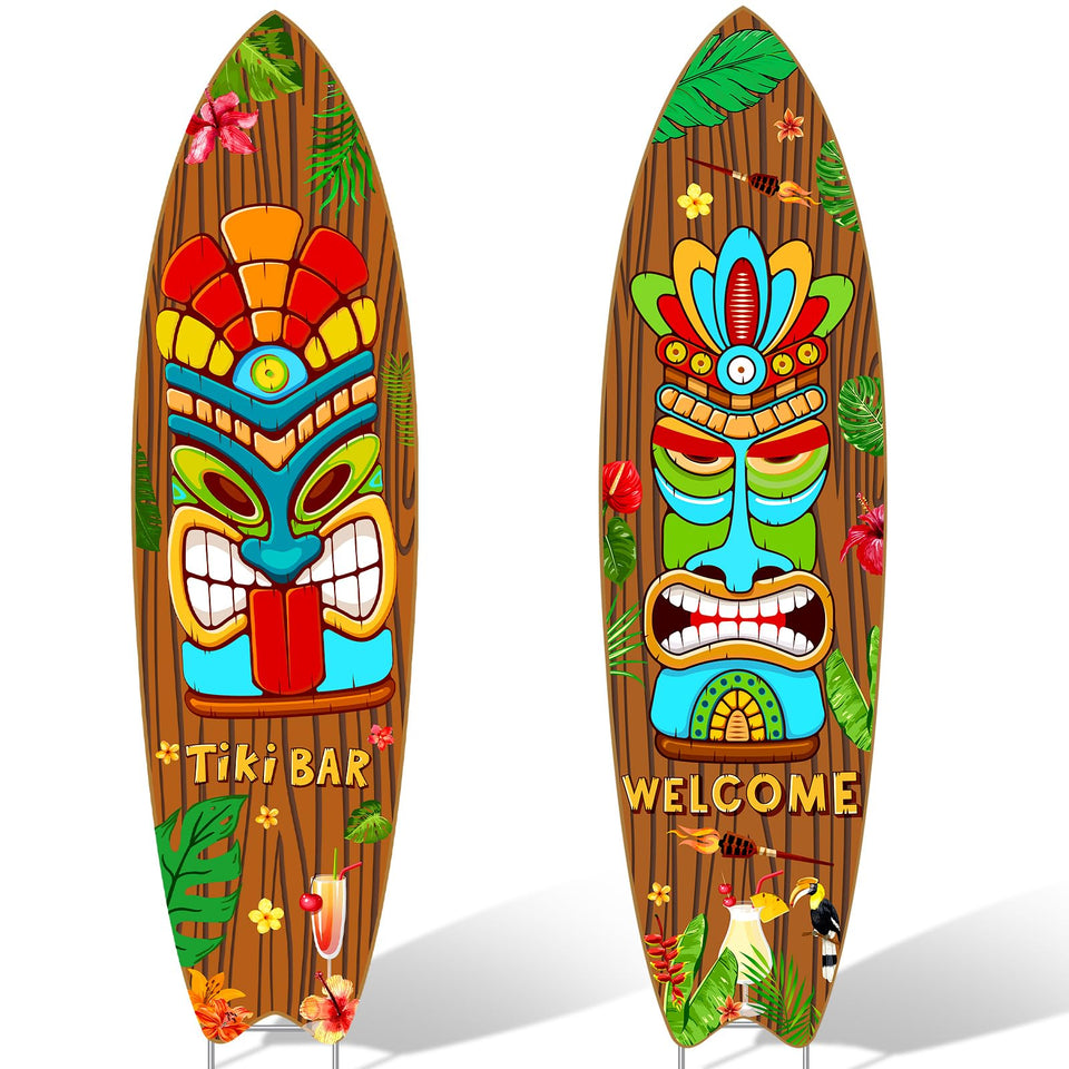 Fjoron tiki bar yard sign pair ready for easy outdoor assembly.